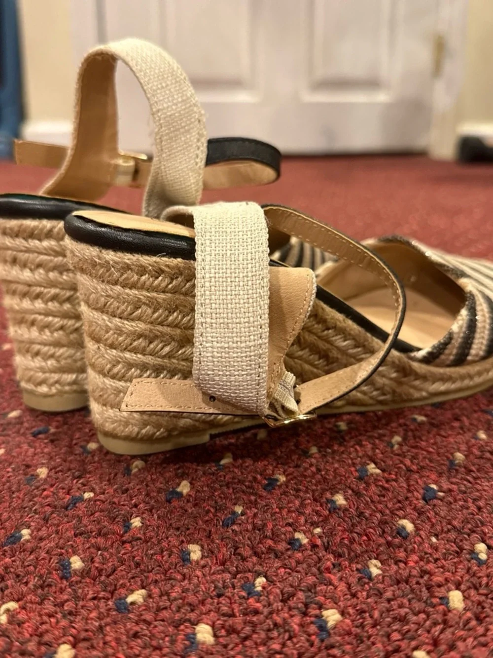 Amalfi Black & Cream Striped Espadrille Slingbacks